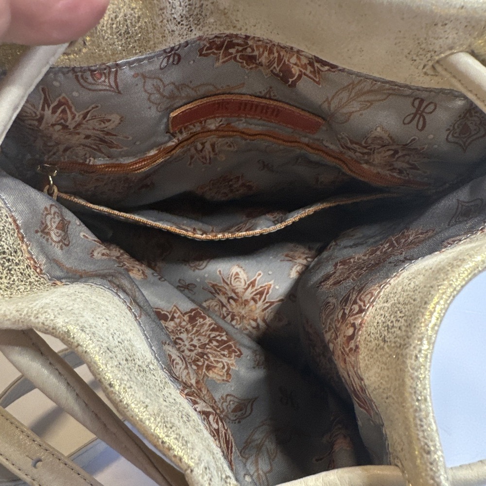 HOBO Original Metallic Gold Triangle Crossbody Bucket Bag - Picture 5 of 9